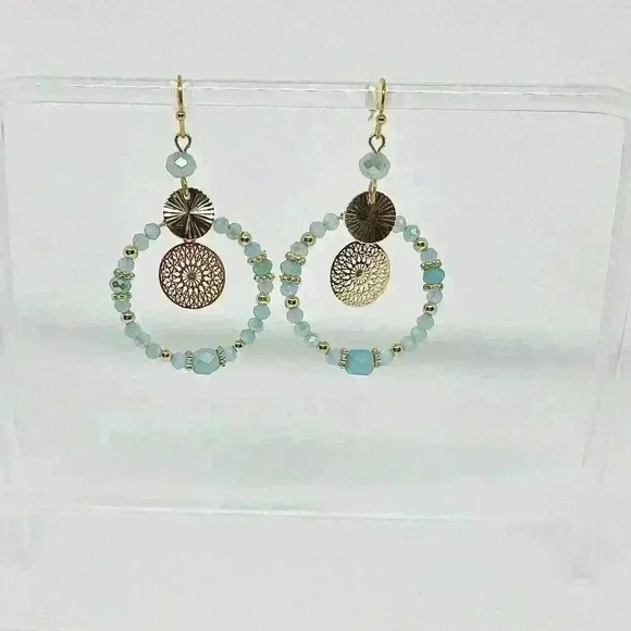 Stella Beaded Earrings in Turquoise - Picture 1 of 5